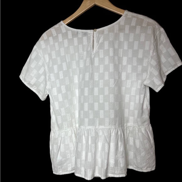 NWTS! Madewell White Medford Jacquard Eyelet Ruffle Top Shirt Blouse, Size Small - Picture 2 of 7